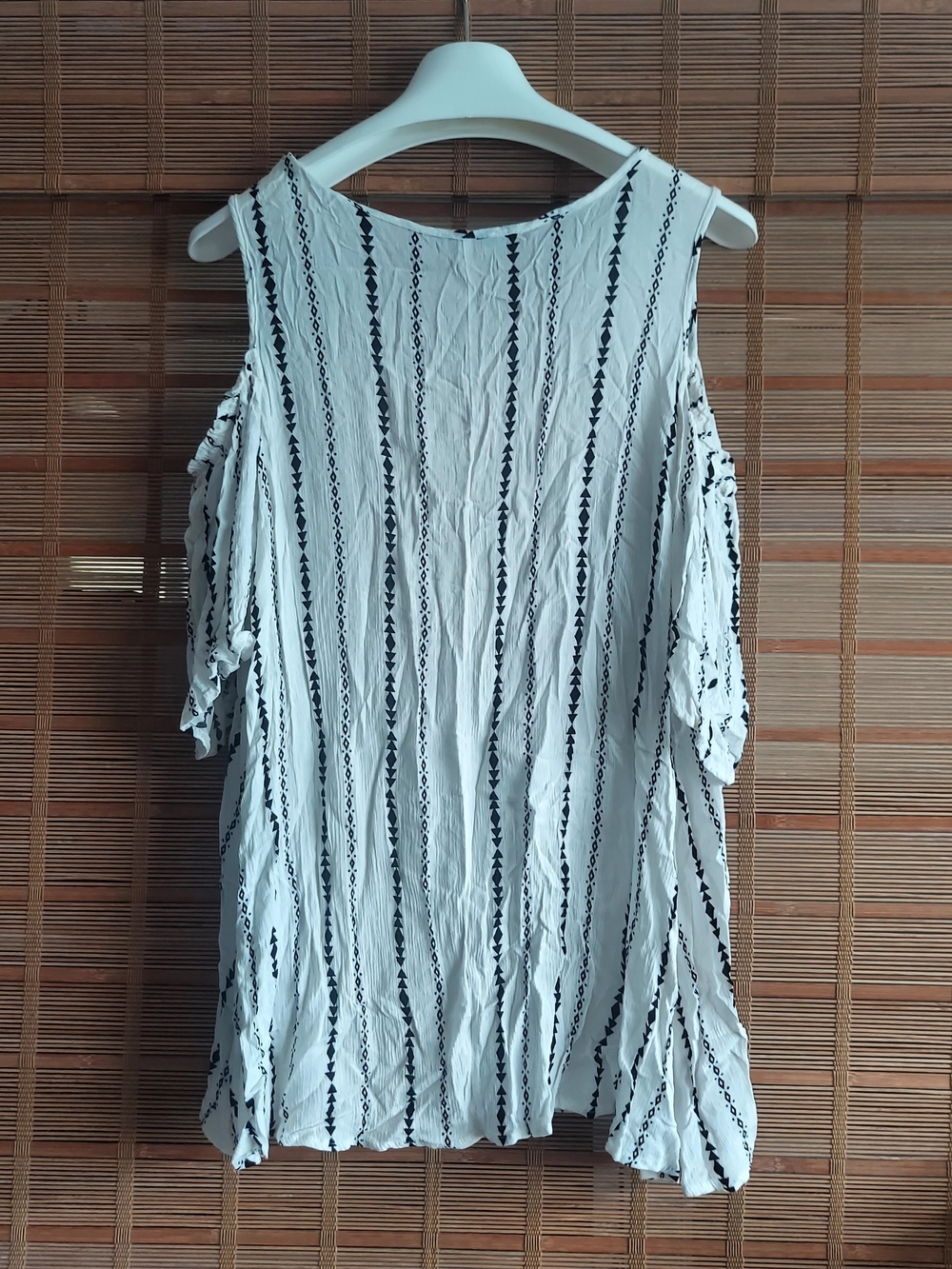 Striped White Cold-Shoulder Camisole Top